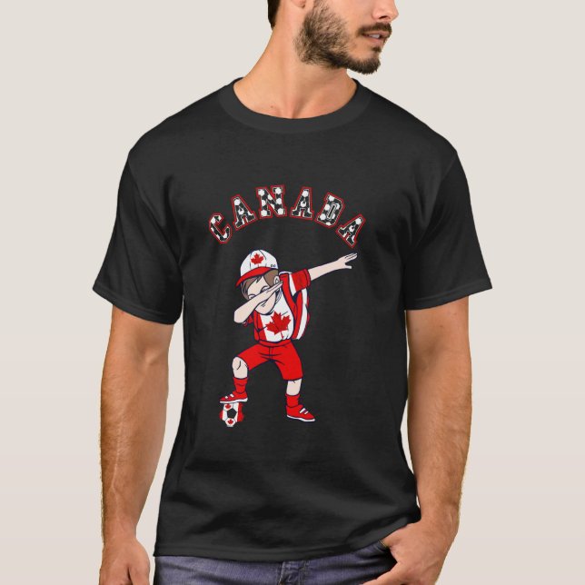 Canada Soccer Team Boy Dabbing Canadian Pride Cana T-Shirt (Front)
