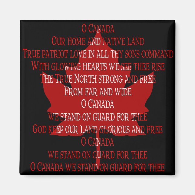 Canada Souvenir Fridge Magnet Canada Anthem Magnet (Front)