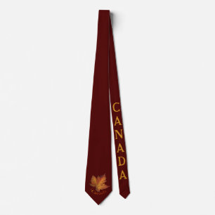 Canada Souvenir Tie Fun Gold Canada Maple Leaf Tie