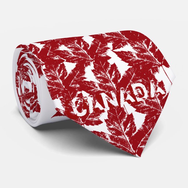 Canada Souvenir Tie Red Vintage Maple Leaf Tie (Rolled)
