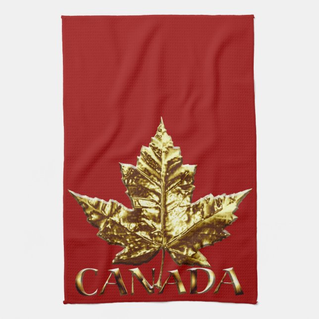 Canada Souvenir Towel Gold Canada Tea Towel (Vertical)
