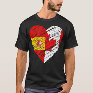 Canada Spain Heart Spanish Flag Canadian Flag Love T-Shirt