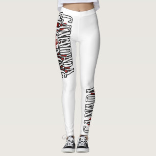 Canada Strong Red & White Canada Flag Maple Leaf Leggings