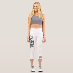 Canada Strong Red & White Canadian Flag Maple Leaf Capri Leggings