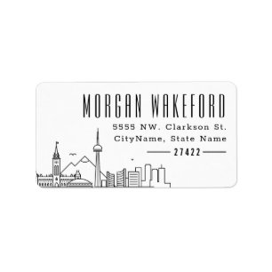 Canada Stylised Skyline Large Address Label