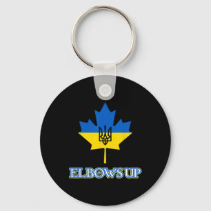 Canada Supports Ukraine Elbows Up Maple Leaf Tride Key Ring