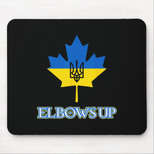 Canada Supports Ukraine Elbows Up Maple Leaf Tride Mouse Mat