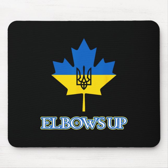 Canada Supports Ukraine Elbows Up Maple Leaf Tride Mouse Mat (Front)