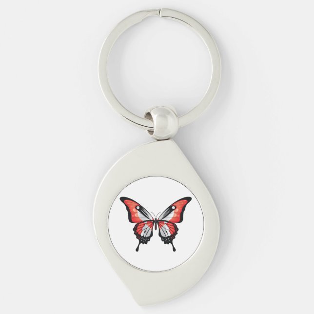 Canada Swallowtail Butterfly Flag Sticker Key Ring (Front)
