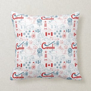 Canada Symbols Pattern Cushion