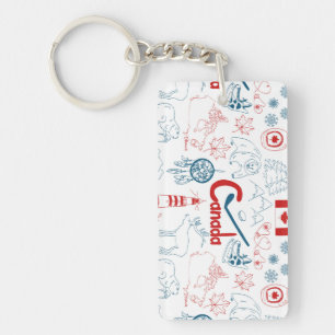 Canada Symbols Pattern Key Ring