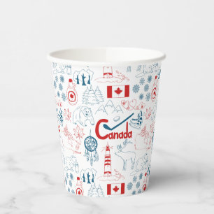 Canada Symbols Pattern Paper Cups