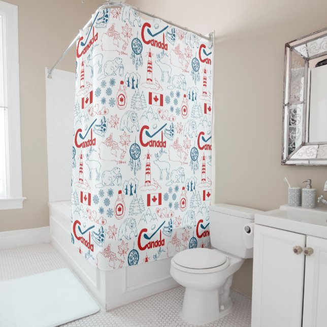 Canada | Symbols Pattern Shower Curtain (In Situ)