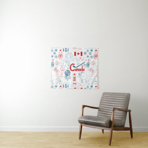 Canada Symbols Pattern Tapestry