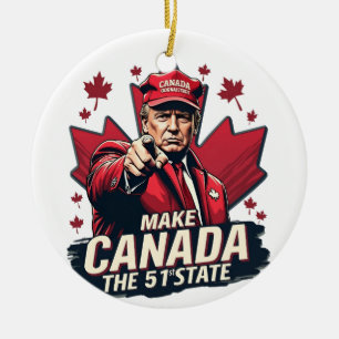 Canada the 51st State Trump Canadian  Ceramic Tree Decoration