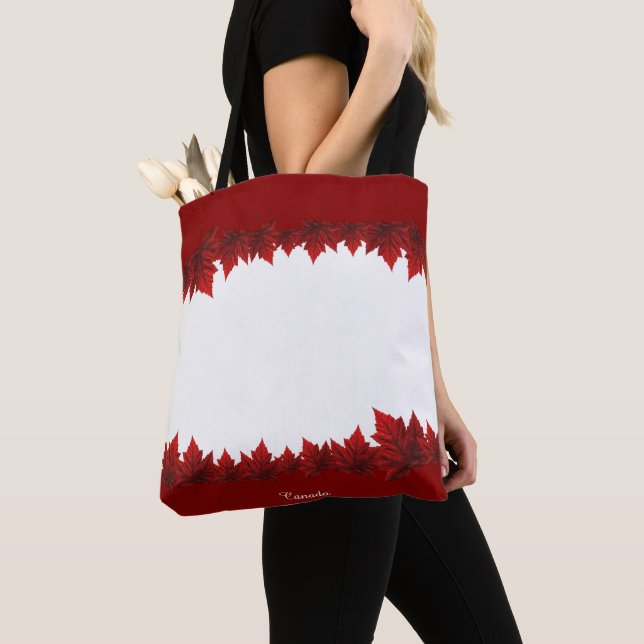 Canada Tote Bags Custom Canada Maple Leaf Bags (Close Up)