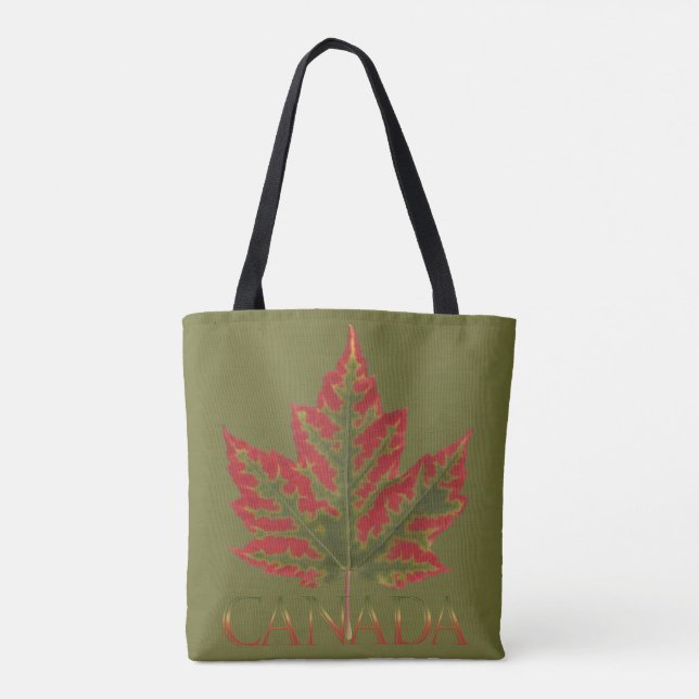 Canada Tote Bags Green Canada Maple Leaf Bags (Back)