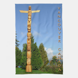 Canada Towel Native Totem Pole Vancouver Tea Towel
