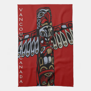 Canada Towel Native Totem Pole Vancouver Tea Towel