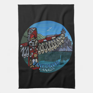 Canada Towel Native Totem Pole Vancouver Tea Towel
