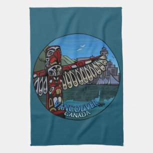 Canada Towel Native Totem Pole Vancouver Tea Towel