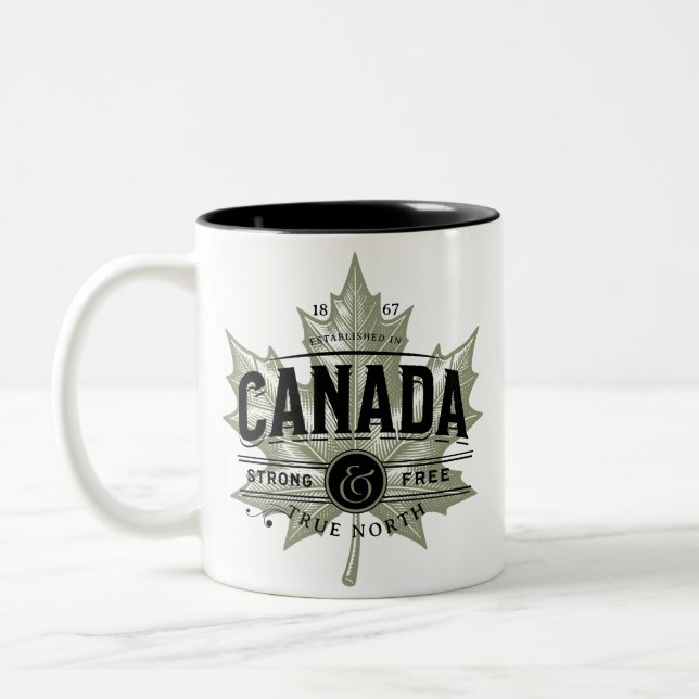 Canada True North Strong and Free Two-Tone Coffee Mug (Left)