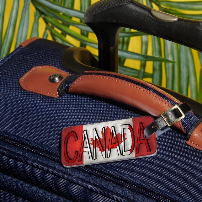 Canada Two-Tone Flag Identification Luggage Tag (Front Insitu 3)