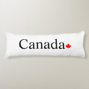 Canada typography with red maple leaf body cushion
