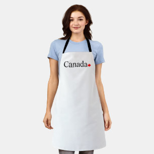 Canada typography with red maple leaf patriotic apron