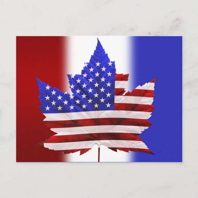 Canada US Flag Postcard Canadian Souvenir Postcard (Front)