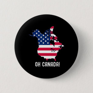 Canada Usa 51st State Map American Flag Usa Oh Can 6 Cm Round Badge