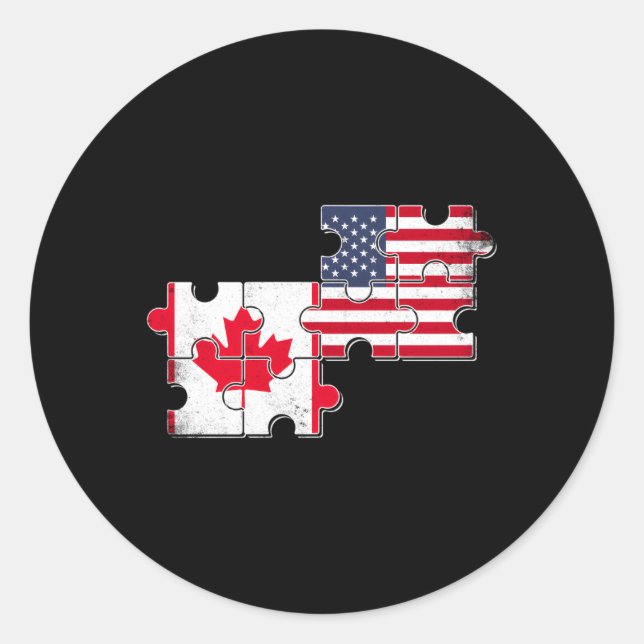 Canada Usa Flag American Canadian Classic Round Sticker (Front)