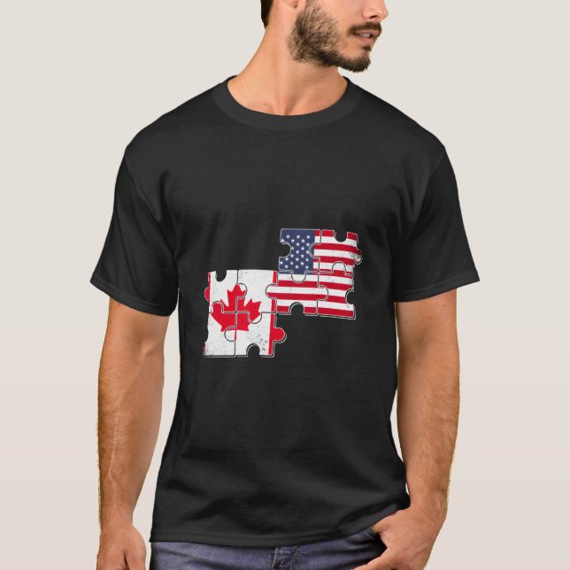 Canada Usa Flag American Canadian T-Shirt (Front)