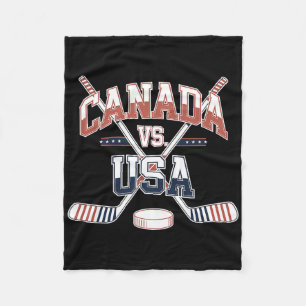 Canada Usa Ice Hockey Game Canadian American Sport Fleece Blanket