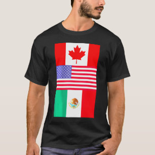 Canada Usa Mexico North America Flags T-Shirt