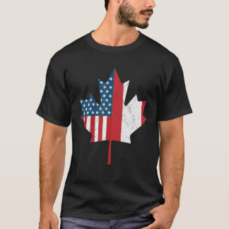 Canada USA Roots Vintage Canadian American Flag T-Shirt