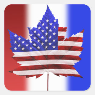 Canada USA Stickers American Canadian Flag Sticker