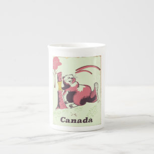 Canada vintage beaver travel poster bone china mug