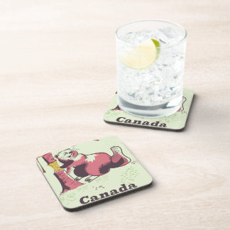 Canada vintage beaver travel poster coaster