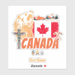 Canada vintage flag and grizzly bear souvenir