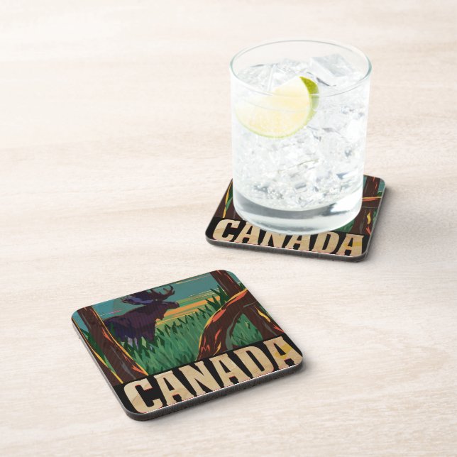 Canada Vintage Travel Poster Coaster (Right Side)