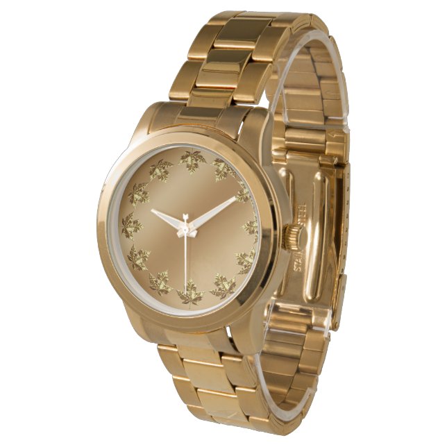 Canada Watch Gold Canada Souvenir Wrist Watch (Angled)