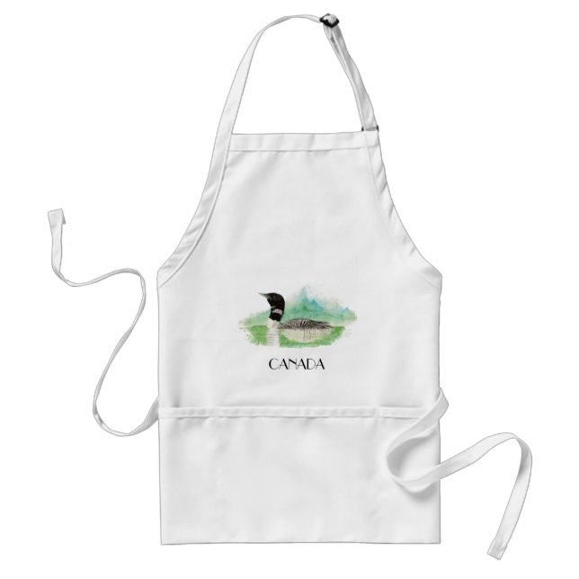 Canada Watercolor Common Loon Bird Standard Apron (Front)