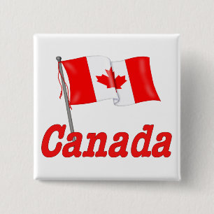 Canada Waving Flag 15 Cm Square Badge