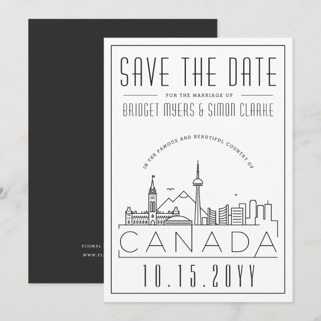 Canada Wedding Stylised Skyline Save the Date Inv Invitation (Front/Back)