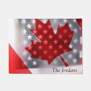 Canada with America flags Doormat