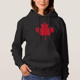 Canada  Women Men Distressed Red Maple Leaf Canada Hoodie