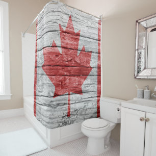 Canada wooden flag shower curtain