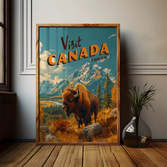 Canada Yukon Bison Poster – Vintage Travel Art (Creator Uploaded)