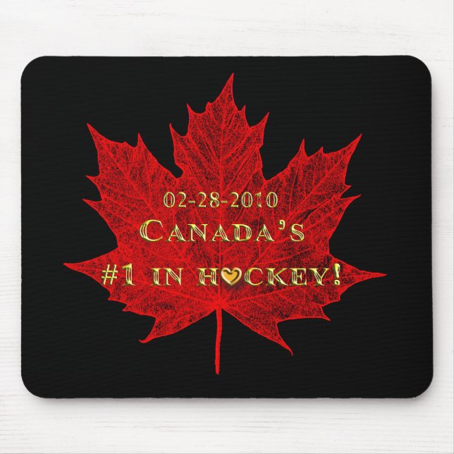 Canada's Hockey Win-Dated!+Red Maple Leaf Mouse Mat (Front)
